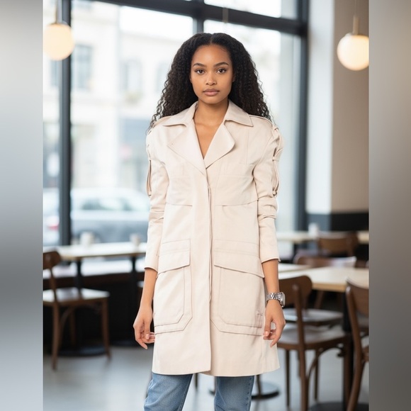 BCBGMaxAzria Cream Trench Coat -Runway Edition - Picture 7 of 8